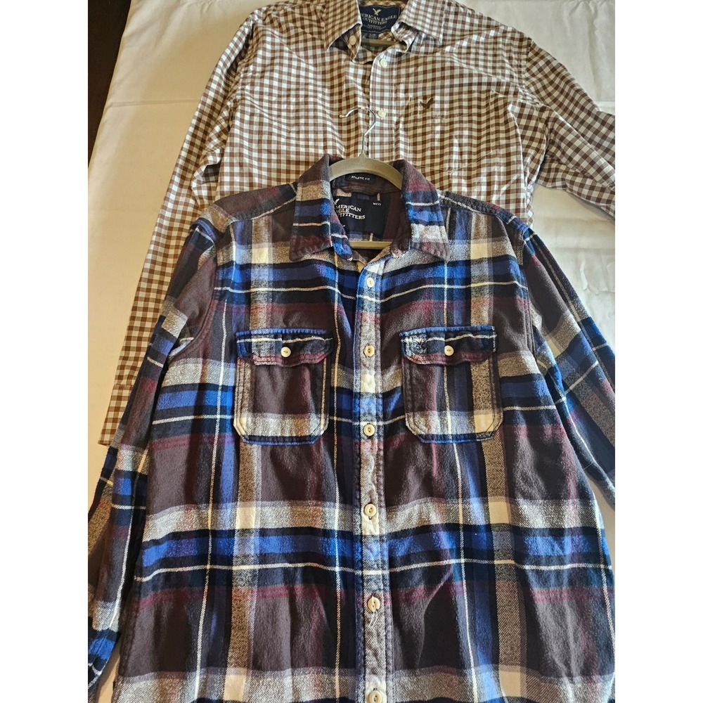 American Eagle Mens Long Sleeve Button Down LG 2pc lot‎